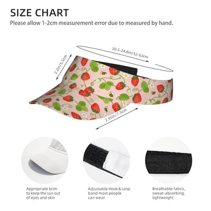 Adjustable Sun Visor Hats, Lightweight Open-Top Sports Visors - color: Strawberry