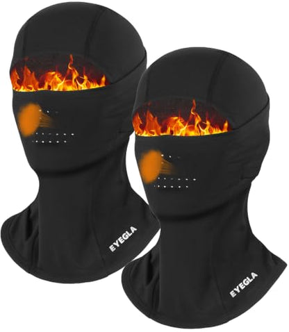 Winter Balaclava Ski Mask for Men Women Thermal Face Mask Breathable Face Cover for Cold Weather Motorcycle Snowboard - color: Black+black(with Breath Hole)