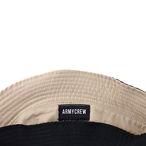 Armycrew Big Size Oversized Microfiber Reversible Bucket Hat - color: Black Khaki, size: X-Large-XX-Large