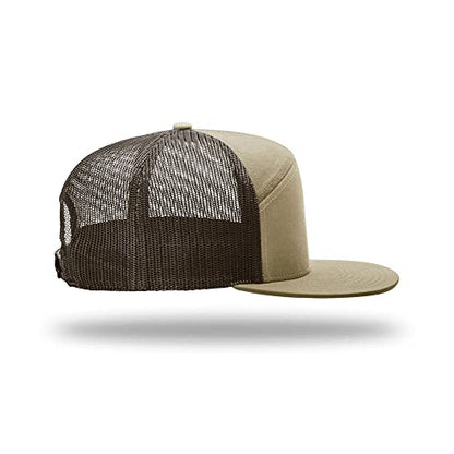 Richardson 168 Hi-Pro 7 Panel Adjustable Snapback Trucker Mesh Back Cap - color: Pale Khaki/Brown