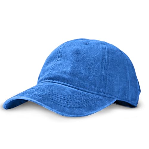 Unisex Vintage Washed Baseball Cap | Low Profile Soft Top Unstructured Cotton Baseball Cap | Adjustable Size Vintage Buckle - color: A12- Light Blue