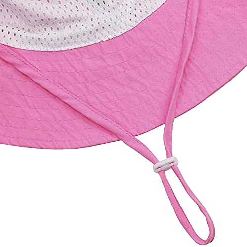 55cube Baby & Toddler Sun Hat UPF 50+ Bucket Hat with Chin Strap - color: 2pack White/Pink, size: 6-24 Months