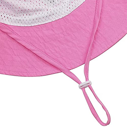 55cube Baby & Toddler Sun Hat UPF 50+ Bucket Hat with Chin Strap - color: 2pack White/Pink, size: 2-5T