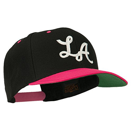 e4Hats.com LA Embroidered Snapback Cap - color: Black Pink