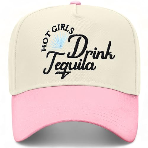 Hot Girls Drink Tequila Hat | Perfect-Fitting Unisex Vintage Trucker Hat Suitable for Every Occasion - color: Pink/Natural