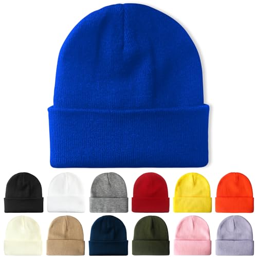 PFFY Beanie for Men Women Unisex Knit Cuffed Winter Beanies Hats Skull Cap - color: Royalblue