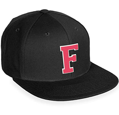 Daxton Classic Snapback White Rose A to Z Letters Flat Bill Visor Cap - color: Black, style: Letter F