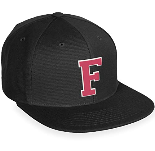 Daxton Classic Snapback White Rose A to Z Letters Flat Bill Visor Cap - color: Black, style: Letter F
