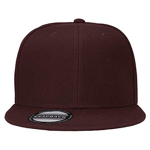 Falari Wholesale 12 Pack Snapback Hat Cap Hip Hop Style Flat Bill Blank Solid Color Adjustable Size - color: 12-pack Brown