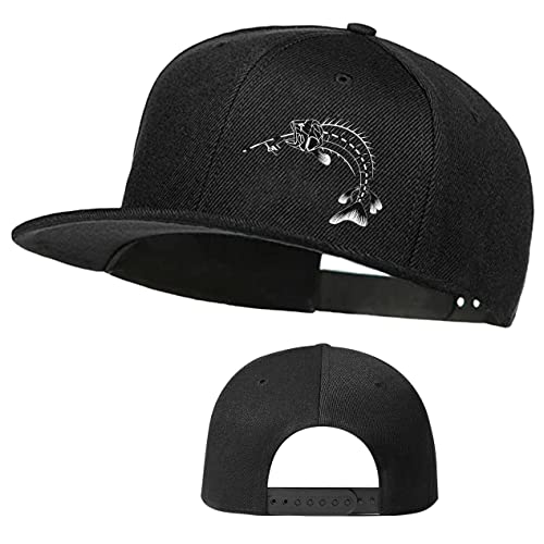 Skateboard Hat Snapback Hats for Men Flat Bill Hats for Boy Adjustable Baseball Cap for Teens Hip Hop Sports - color: Fish Skull