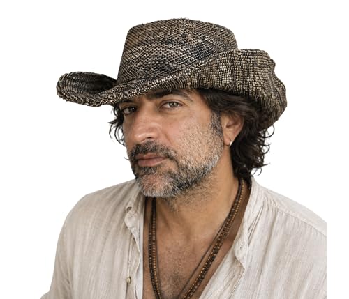 Hemp Sun Hat M/L/XXL Foldable Wide Wire Brim Hat for Farmers & Gardeners Adjustable Beach Hat, Unisex Style - color: Black, size: X-Large-XX-Large