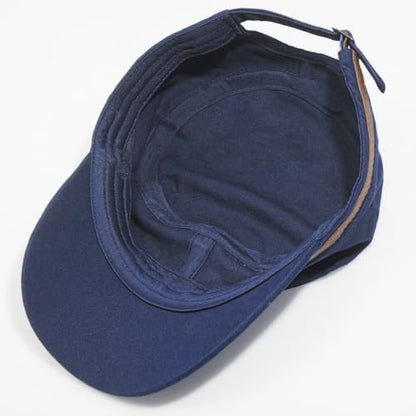 Men Flat Top Hat Cadet Army Cap Twill Cotton Baseball Military Cap - color: Navy