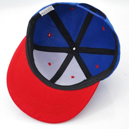 Snapback Hat Flat Bill Visor Hats Adjustable Hip Hop Baseball Cap for Women Men - color: Blue Red