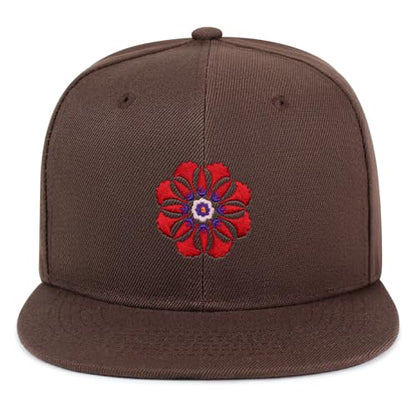 Flower Ornament Hip-Hop Snapback Hat Embroidered Baseball Cap Floral Embellishment - color: 10. Brown