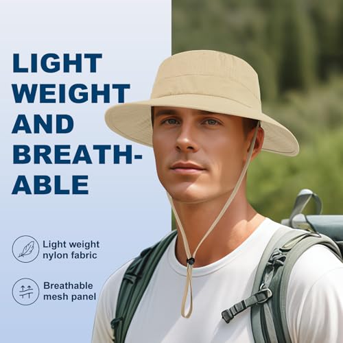 VOBOOM Unisex Wide Brim UV Protection Fishing Sun Hat - color: Khaki