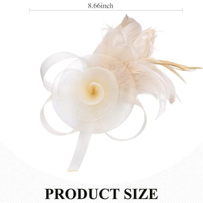 Zinniday Victorian Feather Fascinators Hats - 2025 Derby Attire Headwear with Hairpin,1920s Tea Party Hat for Woman - color: Champagne