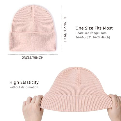 Beanie for Men Women Cuffed Thick Knitted Skull Cap Unisex Winter Hat - color: Pink