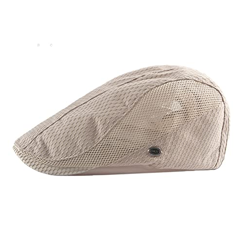 FASHIXD Mens Mesh Flat Caps Light Summer Beret Hat Breathable Newsboy Ivy Cap Cabbie Adjustable - color: Khaki