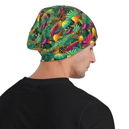 Beanie Hat for Men Women Slouchy Beanie Skull Sleep Cap Soft Lightweight Chemo Hat Stretch Cancer Headwear - color: Mushroom