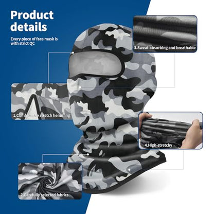 YESLIFE Summer Balaclava Ski Mask for Men&Women, Face Mask - color: Grey