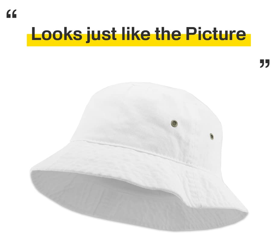 KBETHOS® 100% Cotton Washed Bucket Hat - color: 1. White, size: Small-Medium