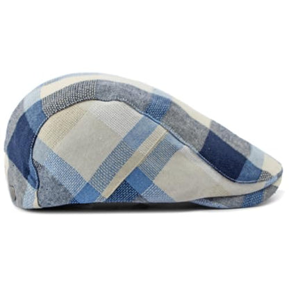 Plaid Newsboy Hats Flat Cap for Men Women Ivy Catsby Cabbie Driving Hat - color: Plaid-01-blue