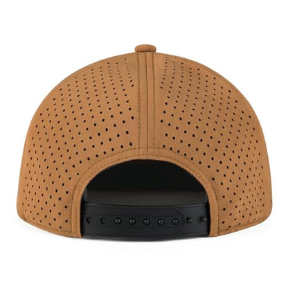 FEINION Men Laser Mesh Flat Brim Snapback Baseball Cap - color: Brown