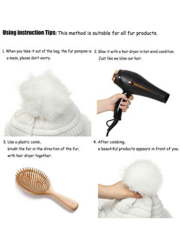 Soul Young Women's Faux Fur Hat Russian Cossack Knit Pompom Hat Ski Snow Cap for Winter Outdoor - color: White