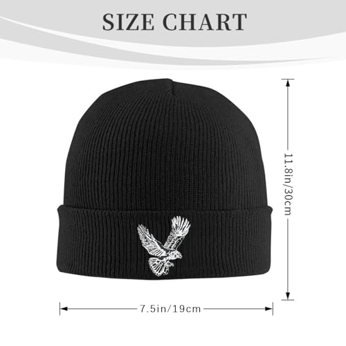Black Beanie Hat for Men Women Embroidered Knit Winter Beanies Cap - color: Bird