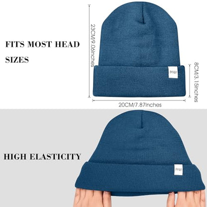 FEQO 4 Pack Satin Lined Winter Beanie Hats Soft Silk Lined Beanies - color: Oatmeal, Blue, Dark Gray, Black