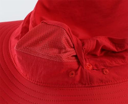 Connectyle Sun Hat for Men Women Outdoor UV Protection Safari Hat for Fishing Hiking Gardening Breathable Cowboy Hat UPF50 - color: Red