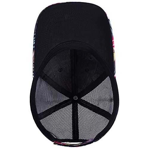 BASSDASH Altimate Fishing Hat Mesh Back for Men Women Adjustable Baseball Trucker Cap - color: Black/Flamingo