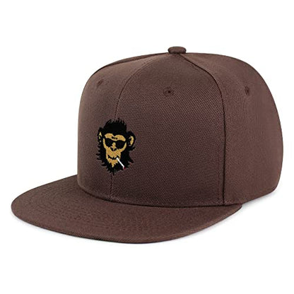 Smoking Monkey Hip-Hop Snapback Hat Embroidered Baseball Cap Wild Animal Funny - color: 10. Brown