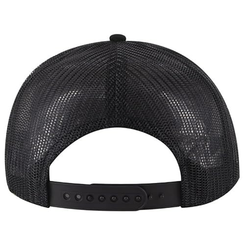 Ashen Fane 6 Panel Mid Profile Mesh Back Structured Trucker Adjustable Snapback Hat - color: Black Ver.2