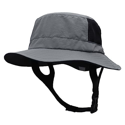 Men Bucket Hat Wide Brimmed Foldable Ladies Surf Sun Hat UPF50+ - color: Dark Grey