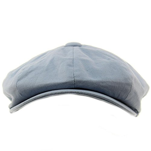 Men's 8 Panel Solid Plain 100% Cotton Snap Newsboy Drivers Cabbie Cap Hat,Indigo - color: Indigo, size: X-Large