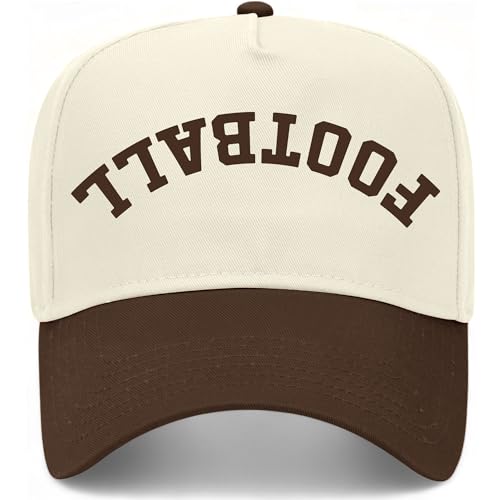 Football Upside Down Reversed Vintage Trucker Hat | Premium Snapback Baseball Hat for Men & Women - color: Brown/Natural