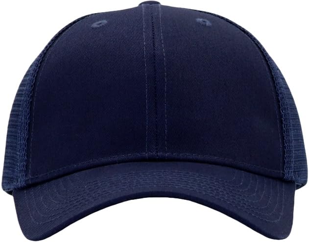 Mens Mesh Snapback Trucker Hat Baseball Cap, Fits OSFM&XXL Head - color: Curved Navy, size: Medium-Large