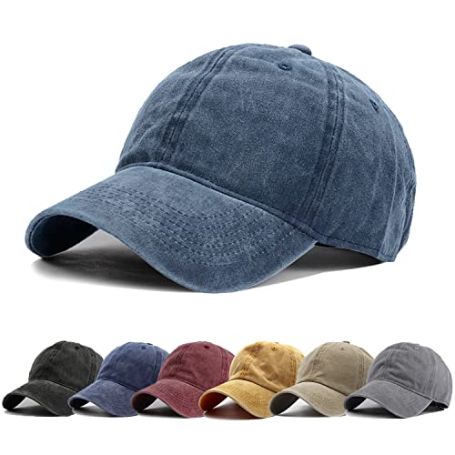 HH HOFNEN Baseball Cap Washed Cotton Unstructured Vintage Hat for Men Women - color: #1 Navy