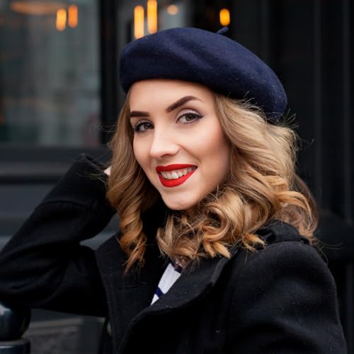 Jolbndcv 6PCS Beret, French Beanie, Outdoor, Winter, Fashion Lady Hat - color: Navy Blue