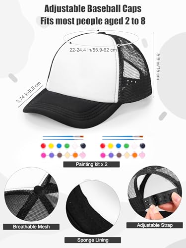 Aneco DIY Blank Trucker Hats Kit Adjustable Baseball Caps - color: Black