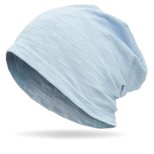 vidsel 100% Cotton Slouchy Beanie, Lightweight Summer Hats for Women Men - color: 1pc Light Blue, size: Medium