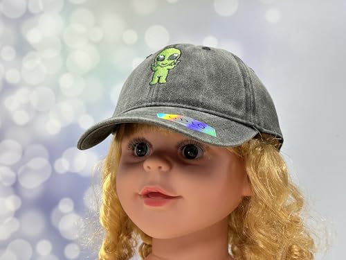 Adjustable Embroidery Animal Baseball Hat for Kid Toddler Child - color: Alien (Washed Black)