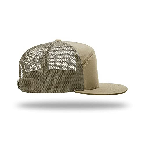 Richardson 168 Hi-Pro 7 Panel Adjustable Snapback Trucker Mesh Back Cap - color: Pale Khaki/Loden