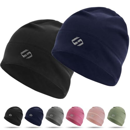 HASAGEI Thermal Running Hat - Men's Skull Cap Cycling Cap Under Helmet for Winter - color: Black+darkblue
