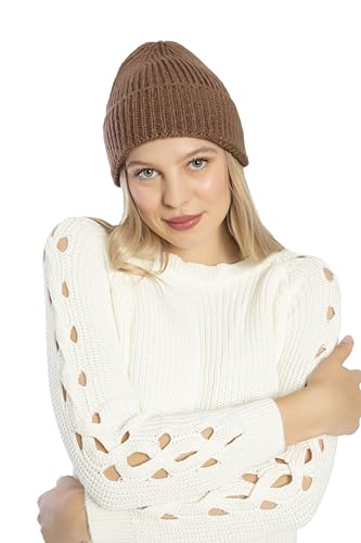 Seamless Beanie Cap, Acrylic Unisex Winter Beanie - color: Brown