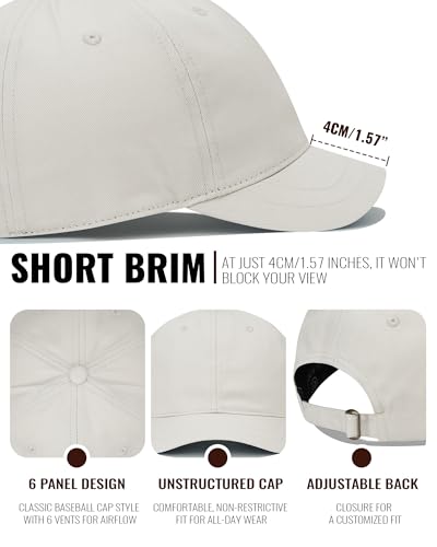Croogo Cotton Short Brim Hat Low Profile Baseball Cap Unisex Streetwear - color: White