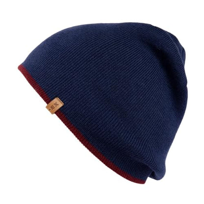 TOP-EX Merino Wool Fisherman Beanie for Men Women, Knit Watch Cap Winter - color: Navy / Burgundy, size: X-Large-XX-Large