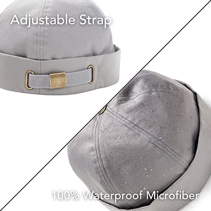 Hairbrella Brimless Docker Rain Hat for Men, Beanie, Satin-Lined Cap, Adjustable, Unisex Waterproof Hat, Cuff - color: Paloma, style: X-large