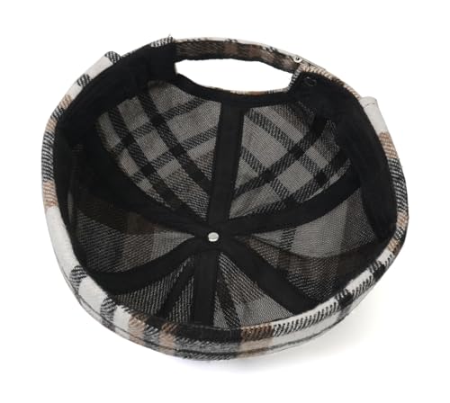 DIYDECAL Striped Plaid Brimless Worker Cap,Retro Skullcap Docker Hat for Men Womens - color: Coffee